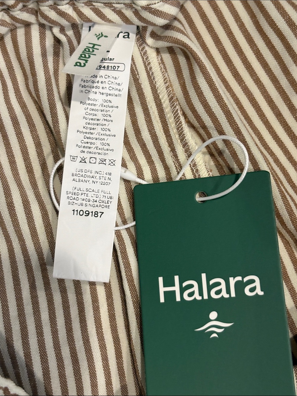 New HALARA High-Waisted Drawstring Striped Linen-Feel - Picture 11 of 14